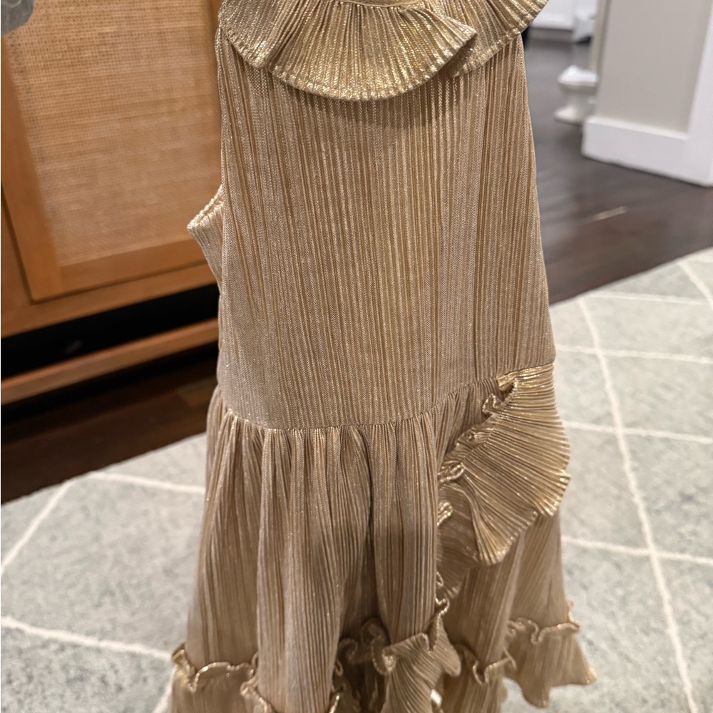 Janie and jack Gold Shimmer Frills dress 2T